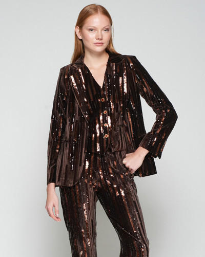AMERICANA MARRON LENTEJUELAS