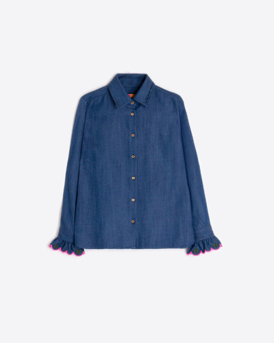 CAMISA DENIM BORDADO ONDAS