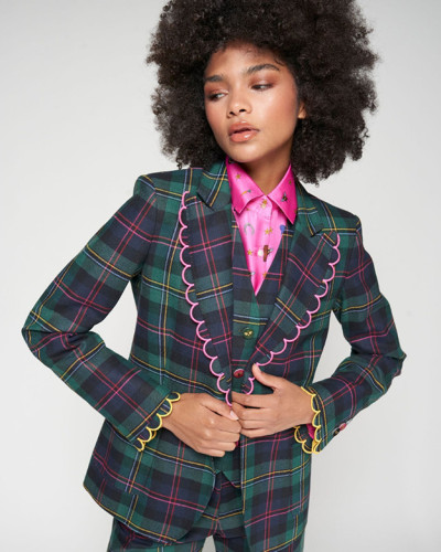 CHAQUETA CUADRO ESCOCES PERFIL ROSA