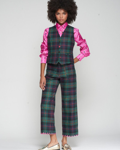 PANTALON CUADRO ESCOCES PERFIL ROSA