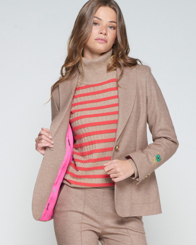 CHAQUETA BEIGE PUNTO BORDADO