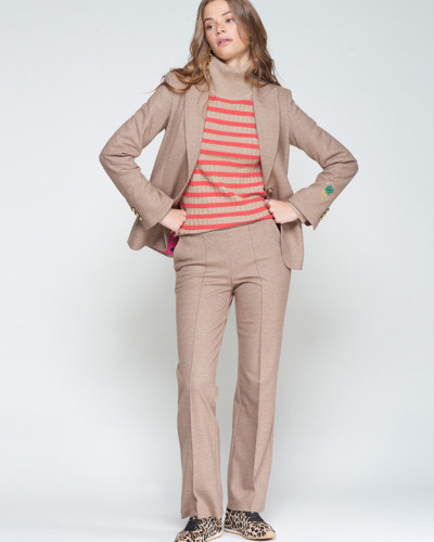 PANTALON PUNTO DIAGONAL BEIGE
