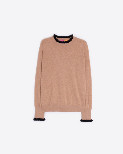 JERSEY PUNTO BEIGE VOLANTE NEGRO