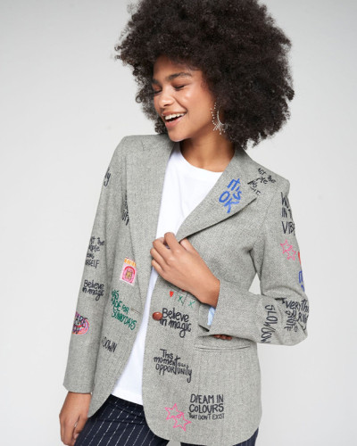 CHAQUETA ESPIGA GRIS SERIGRAFIA