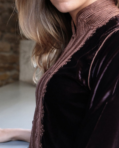 CAFTAN TERCIOPELO  MARRON CORTO