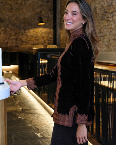 CAFTAN TERCIOPELO  MARRON CORTO