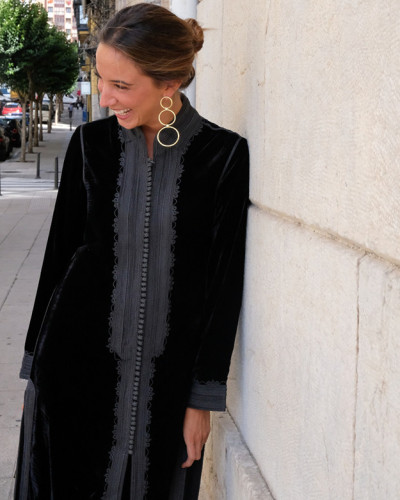 CAFTAN TERCIOPELO NEGRO LARGO