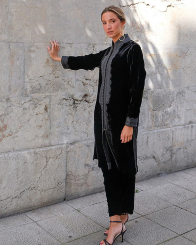CAFTAN TERCIOPELO NEGRO LARGO
