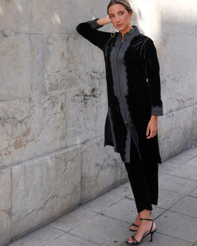 CAFTAN TERCIOPELO NEGRO LARGO