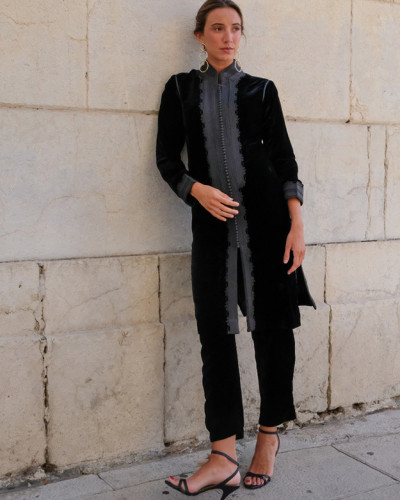 CAFTAN TERCIOPELO NEGRO LARGO