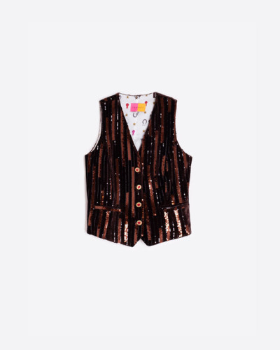 CHALECO TERCIOPELO MARRON LENTEJUELAS