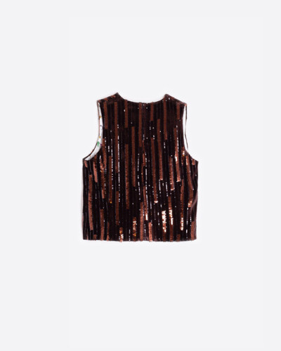 CHALECO TERCIOPELO MARRON LENTEJUELAS