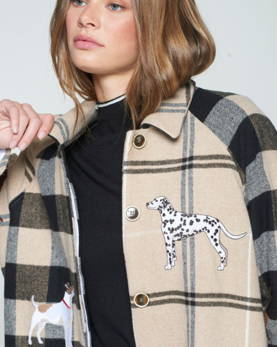 ABRIGO CUADROS CAMEL FLECOS