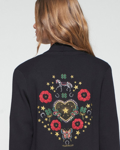 CARDIGAN NEGRO CORAZON CABALLO