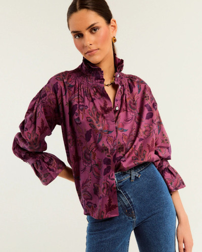 CAMISA CUELLO FRUNCIDO FRESA