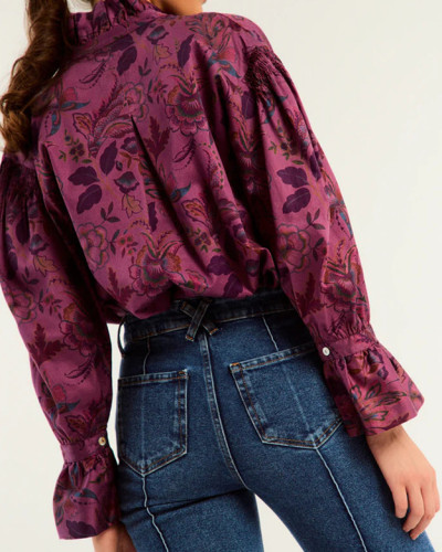 CAMISA CUELLO FRUNCIDO FRESA