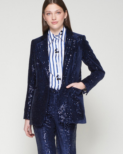 CHAQUETA TERCIOPELO MARINO LENTEJUELAS