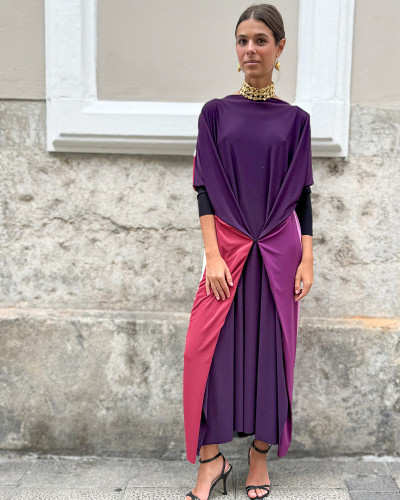 VESTIDO MORADO CINTURA AJUSTABLE
