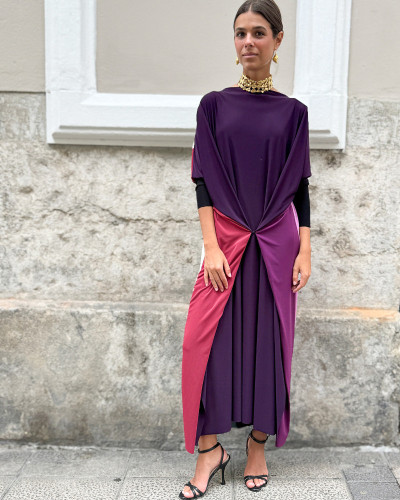 VESTIDO MORADO CINTURA AJUSTABLE