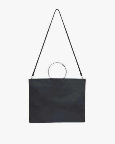 BOLSO PIEL NEGRO ASAS METÁLICAS