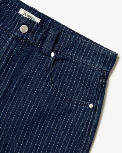 NAVY STRIPED 5 - POCKET DENIM