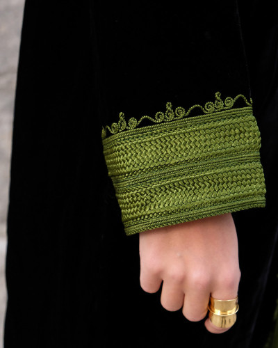 CAFTAN TERCIOPELO NEGRO Y VERDE CORTO