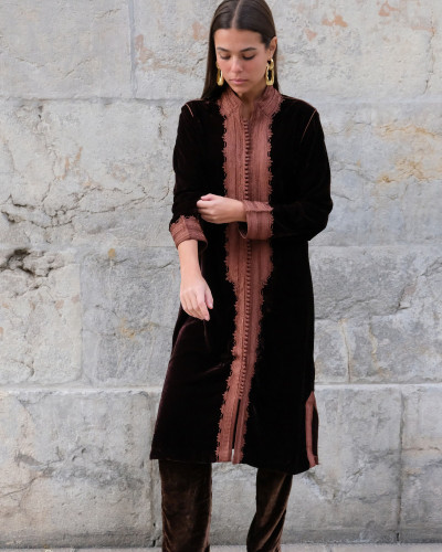 CAFTAN TERCIOPELO MARRON LARGO
