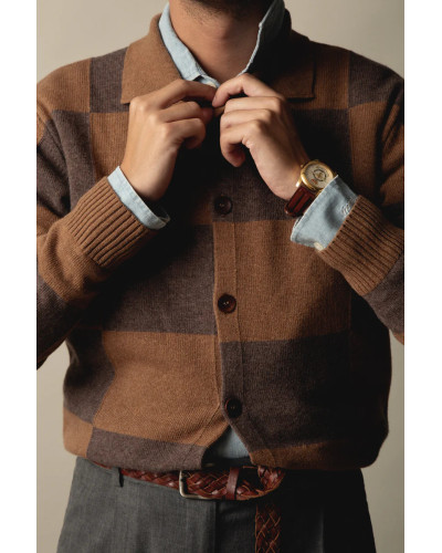 CÁRDIGAN TIPO POLO A CUADROS