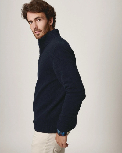 THE LAMBSWOOL HALFZIP AZUL MARINO