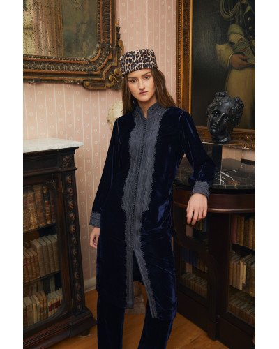 CAFTAN TERCIOPELO AZUL LARGO