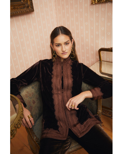 CAFTAN TERCIOPELO  MARRON CORTO