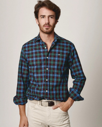 THE SCOT CUADRO ROJO Y VERDE FONDO AZUL