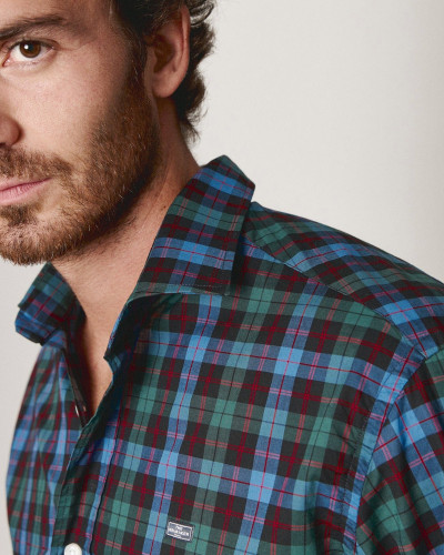 THE SCOT CUADRO ROJO Y VERDE FONDO AZUL