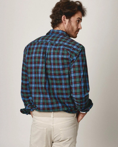 THE SCOT CUADRO ROJO Y VERDE FONDO AZUL