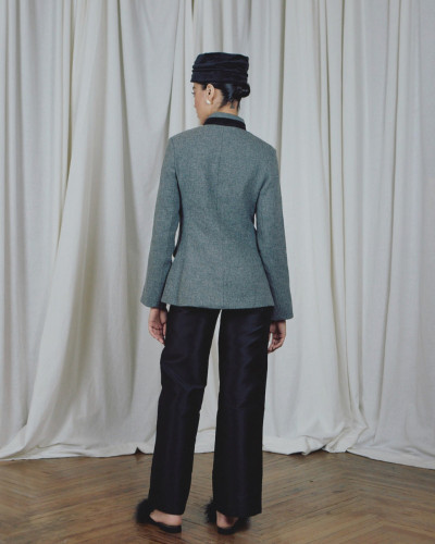 CHAQUETA GRIS CUELLO MANDARÍN