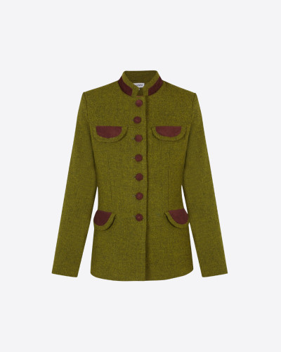 CHAQUETA VERDE CUELLO MANDARÍN