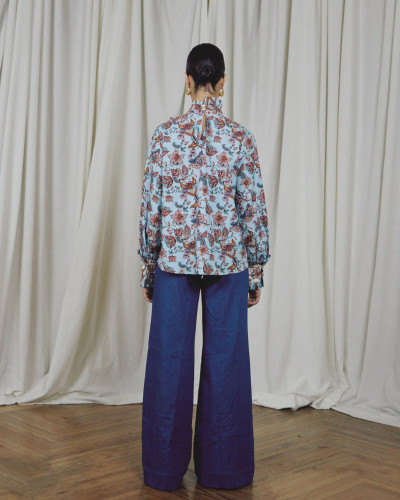 CAMISA LAZO ESTAMPADA AZUL