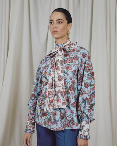 CAMISA LAZO ESTAMPADA AZUL