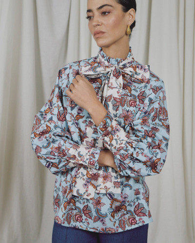 CAMISA LAZO ESTAMPADA AZUL