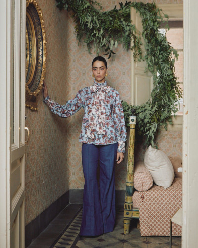 CAMISA LAZO ESTAMPADA AZUL