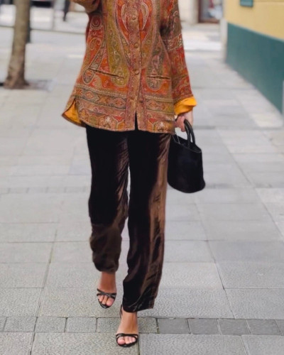 PANTALON TERCIOPELO CINTURA ELASTICA MARRÓN