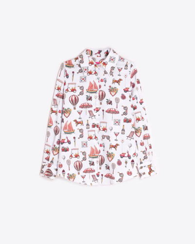 CAMISA BLANCA ESTAMPADO VINTAGE