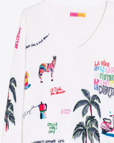 JERSEY BLANCO ESTAMPADO QUIRKY