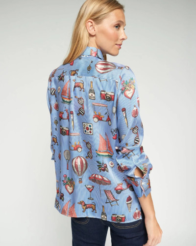 CAMISA AZUL ESTAMPADO VINTAGE