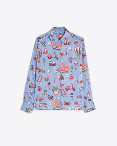 CAMISA AZUL ESTAMPADO VINTAGE