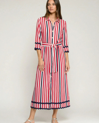 VESTIDO RAYAS ROJO MARINO ONDULINA