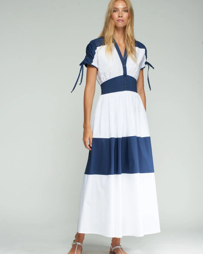 VESTIDO BLANCO Y MARINO