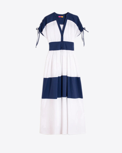 VESTIDO BLANCO Y MARINO