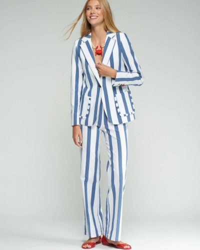 CHAQUETA RAYAS AZUL Y BLANCO BOLSILLOS VOLANTES