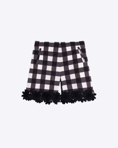 PANTALÓN CORTO CUADRO VICHY BLANCO Y NEGRO